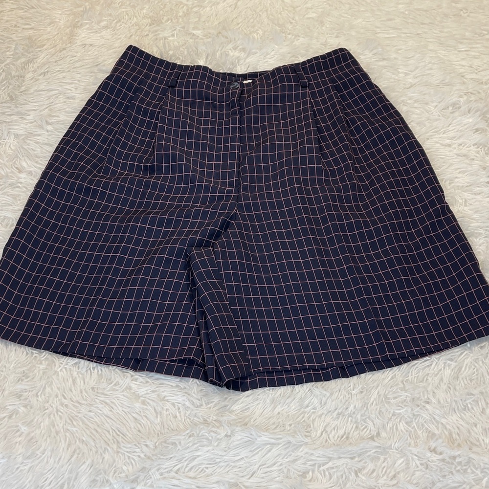 HALEY WOMENS Navy and Pink Checkered DRESSY SHORTS SIZE 10